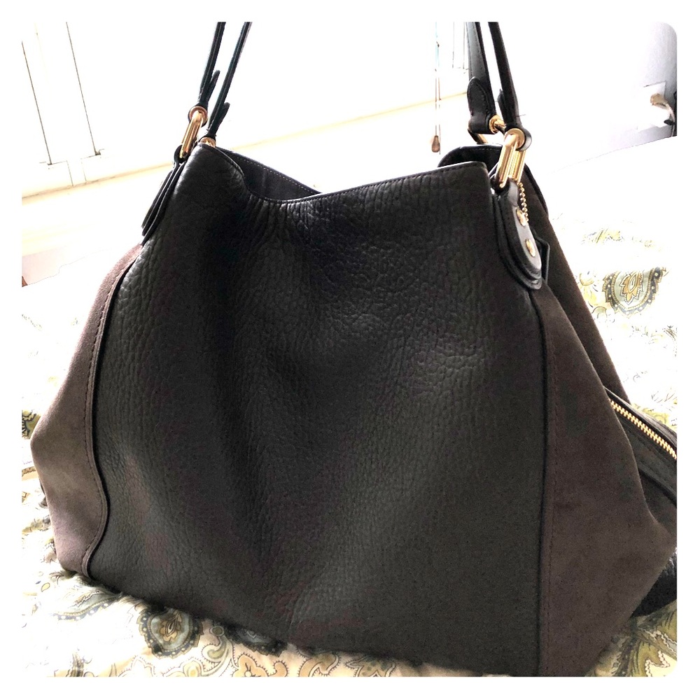 Coach Edie 42 NWT Chocolate Brown Suede & Leather
